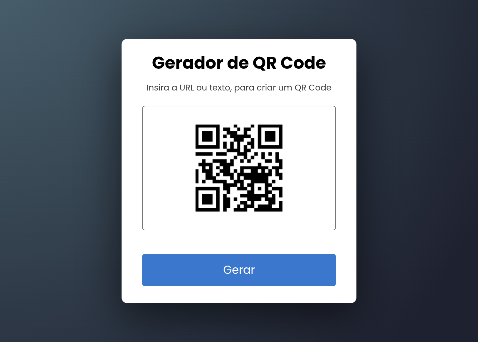 Preview do Projeto Gerador de QR Codes